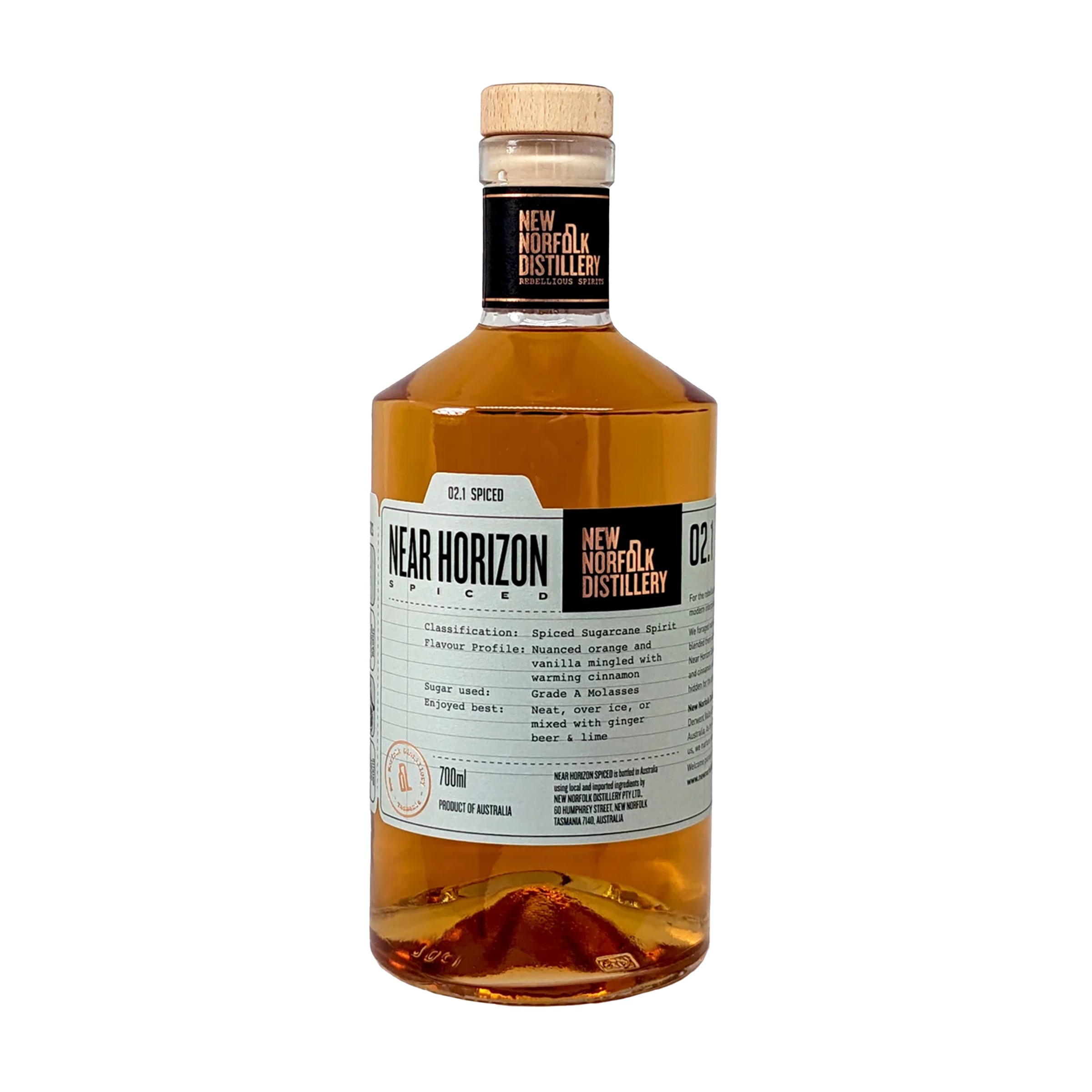 New Norfolk Near Horizon Spiced Cane Spirit 700ml. Swifty's Beverages.