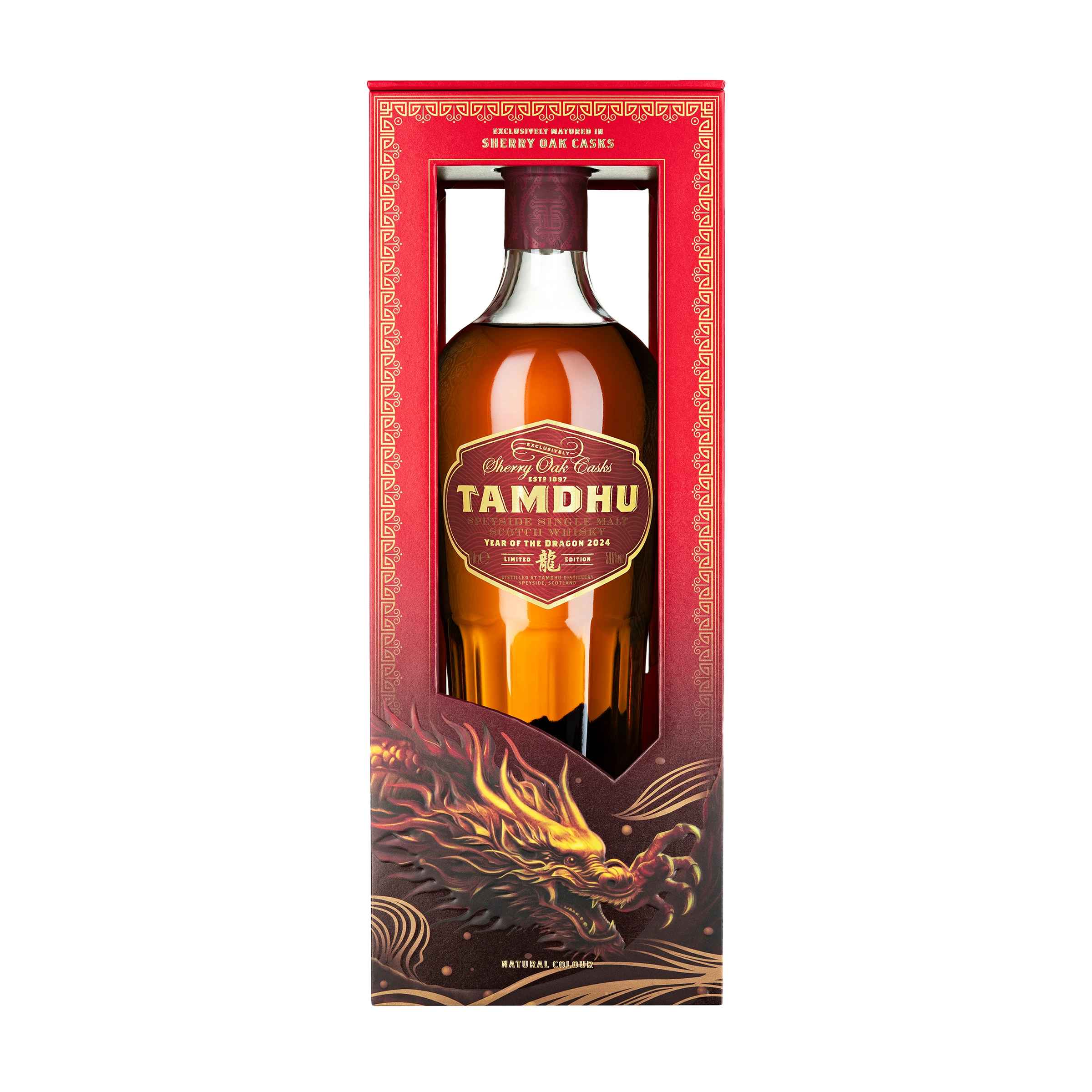 Tamdhu '2024 Year of the Dragon' Speyside Single Malt Scotch Whisky Bottle. Swifty's Beverages.