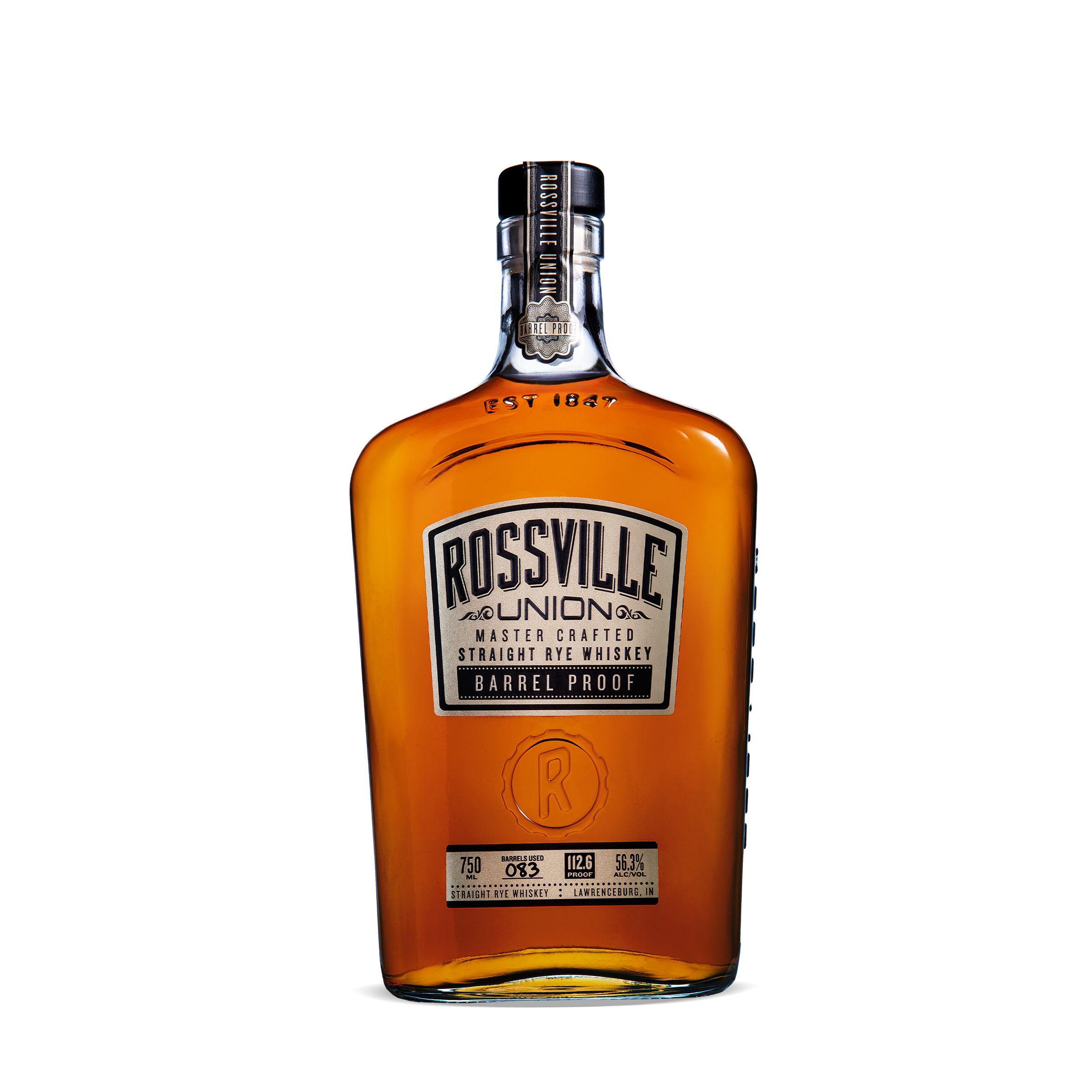 Rossville Union Rye Barrel Proof 56.3% 750ml. Swifty's Beverages.